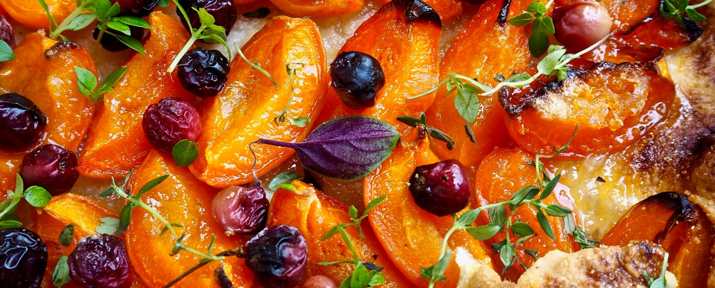 Free-form cherry & apricot tart