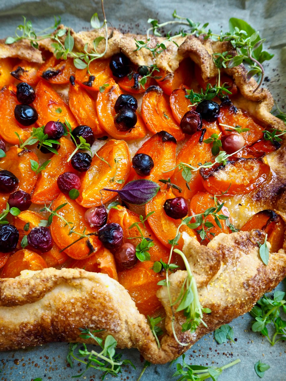 Free-form cherry & apricot tart