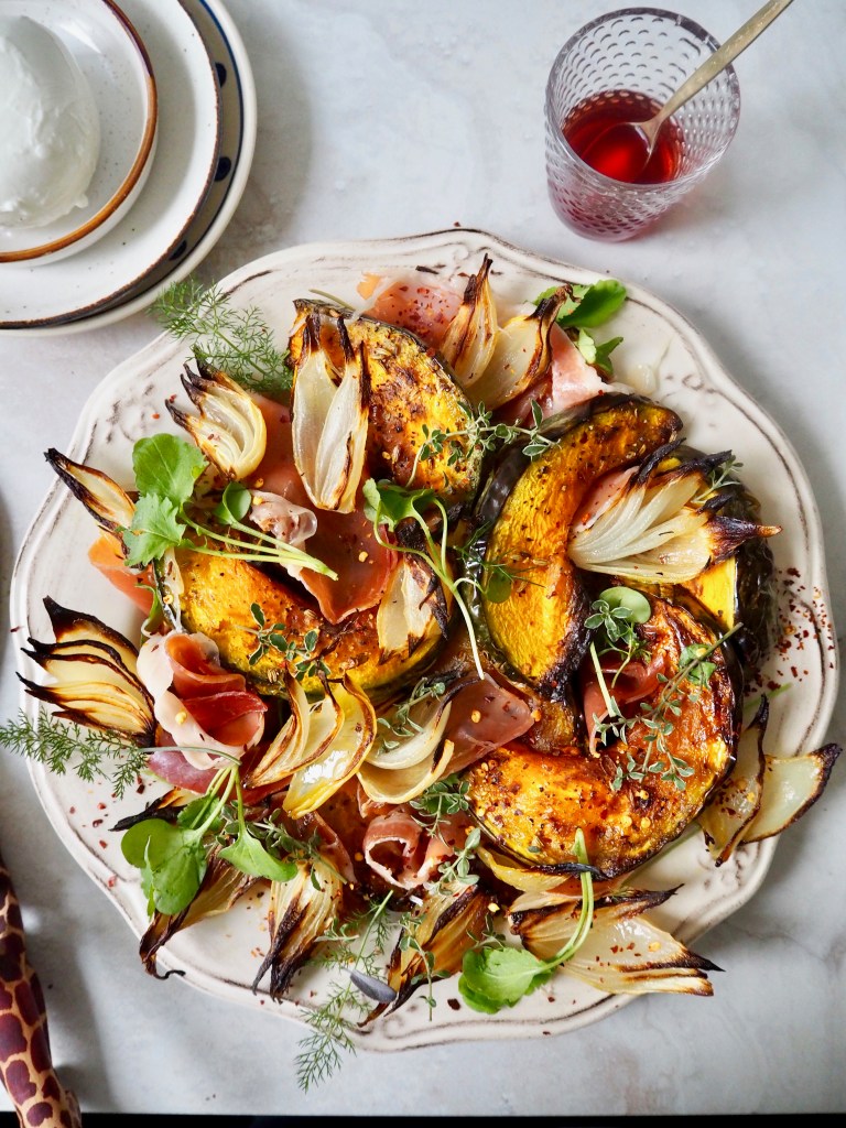 Squash and Serrano ham salad